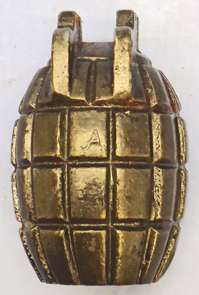 {CATEGORY} - INERT DEACTIVATED. WW1, 1915 Dated, Mills No 5 MK 1, Hand Grenade By H, & T. Vaughan, Willenhall. - O 1913 INERT DEACTIVATED. WW1, 1915 Dated, Mills No 5 MK 1, Hand Grenade By H, & T. Vaughan, Willenhall. - O 1913  Other Ammunition