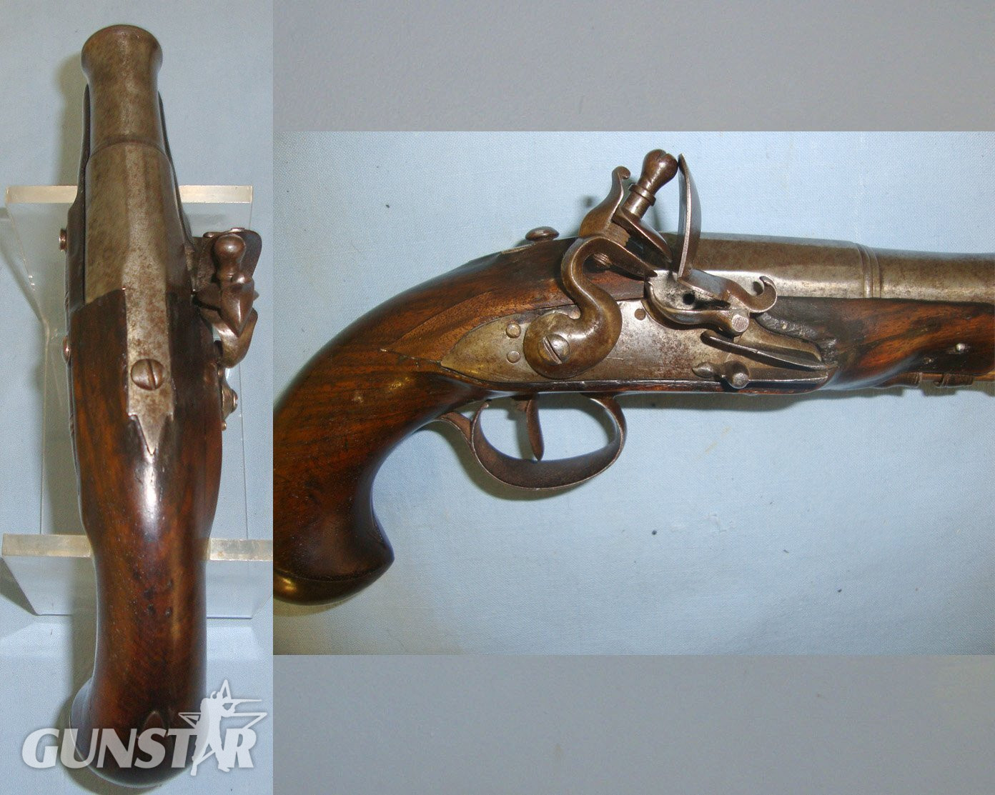 C1790 English Form Flintlock Blunderbuss Traveling / Overcoat Pistol With Cannon Barrel. Sn 21572:1 None Muzzleloader in 
