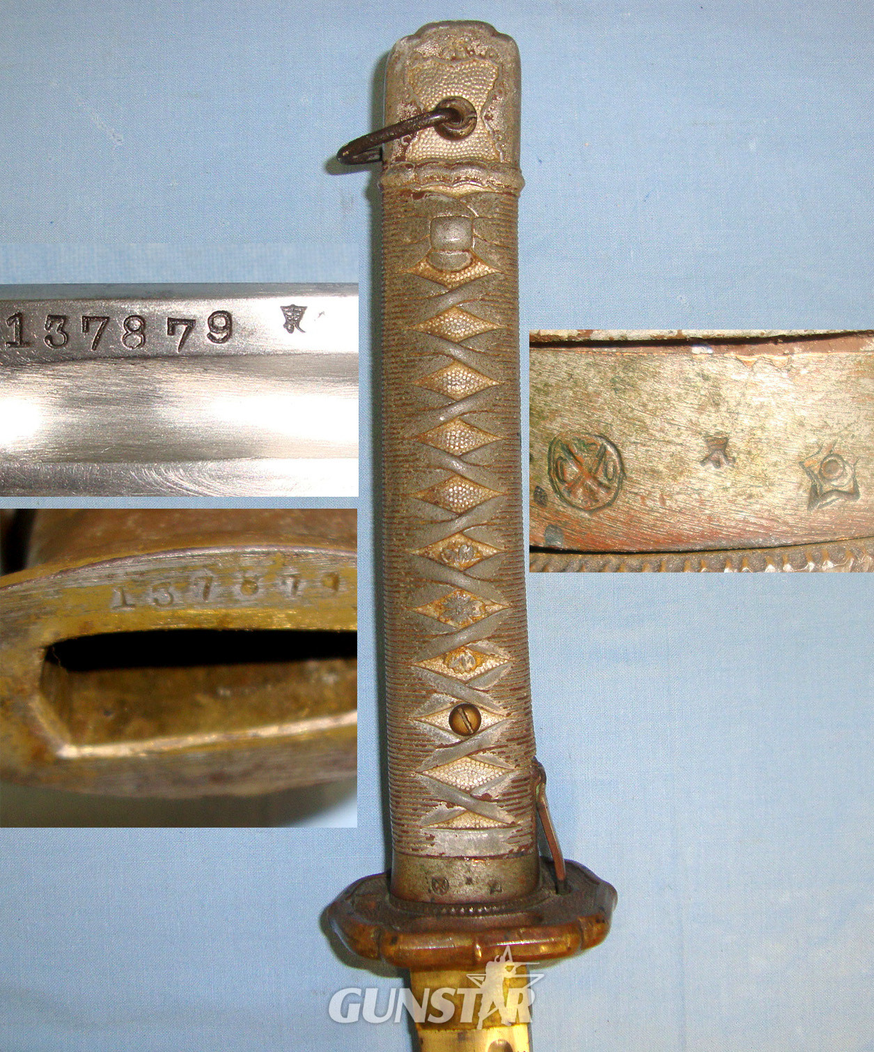 MATCHING NUMBERS, BLADE NUMBERED ON SIDE**Original, WW2 Japanese NCO\'s Type 95 Katana With ‘The Lijima Swords Factory’ & Toyo 1st Arsenal Arsenal Marks & Scabbard. Sn 20906 Sword