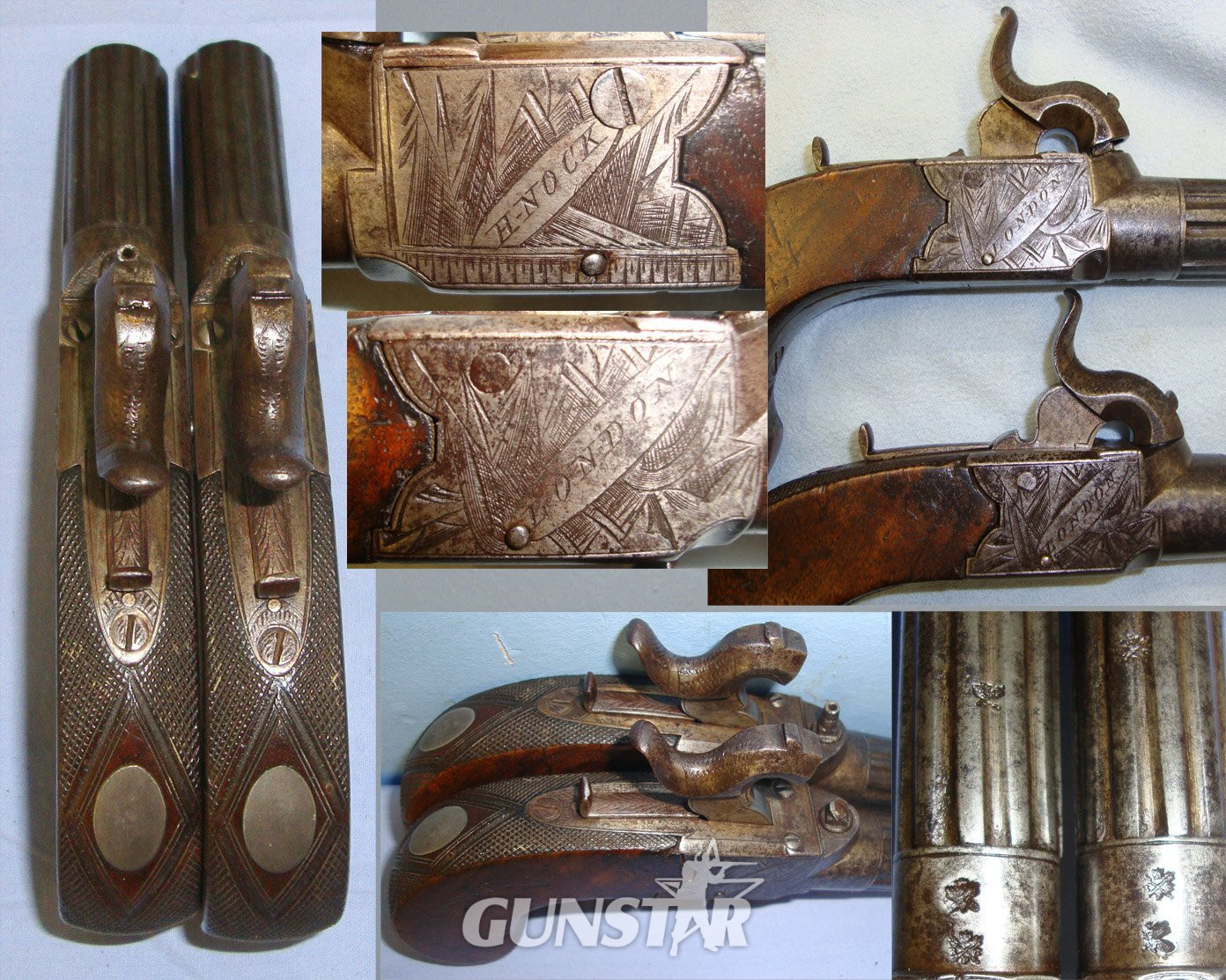 H. Nock With Fluted Screw Off Barrels & Folding Concealed Triggers. Sn 21393:42 .50 Cal Muzzleloader Muzzleloader in 