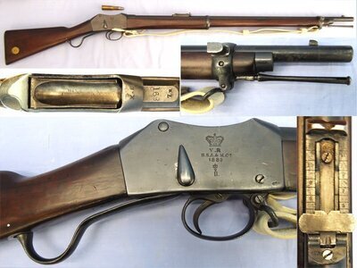Victorian, Martini Henry Mark 2 Rifle, 1880 Dated, *MINT BORE*, 577x .450 Obsolete Calibre, WD Contract Contract Rifle by BSA & Metals Limited & White Leather Sling. Sn 23484:22 Victorian, Martini Henry Mark 2 Rifle, 1880 Dated, *MINT BORE*, 577x .450 Obsolete Calibre, WD Contract Contract Rifle by BSA & Metals Limited & White Leather Sling. Sn 23484:22 Single Shot Obsolete Rifle