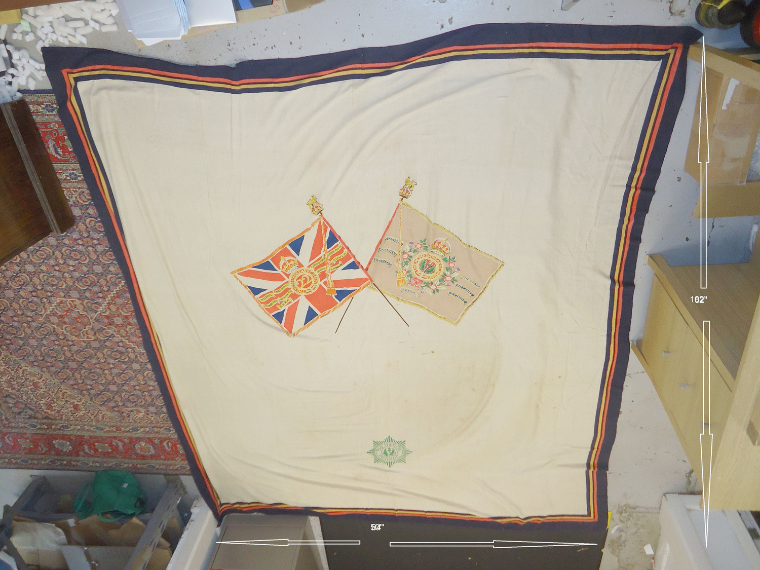  Large* Cheshire Regiment Printed Cotton Table Linen. MISC 875. Large* Cheshire Regiment Printed Cotton Table Linen. MISC 875. Antique & Militaria
